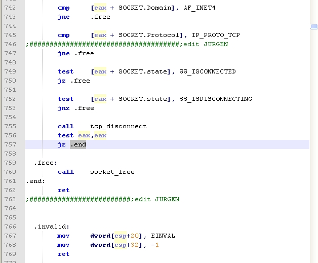Изменения в socket.inc