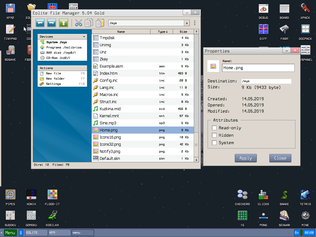 Eolite File Manager 5.04 Gold - Properties
