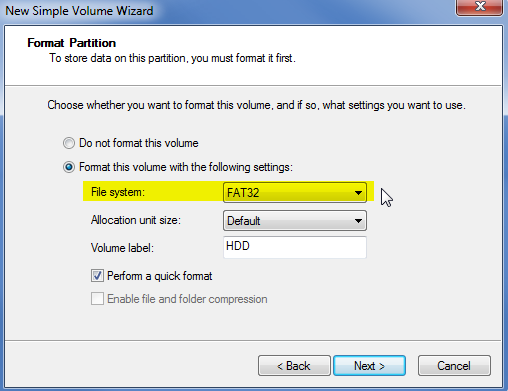 При форматировании выберите файловую систему FAT32